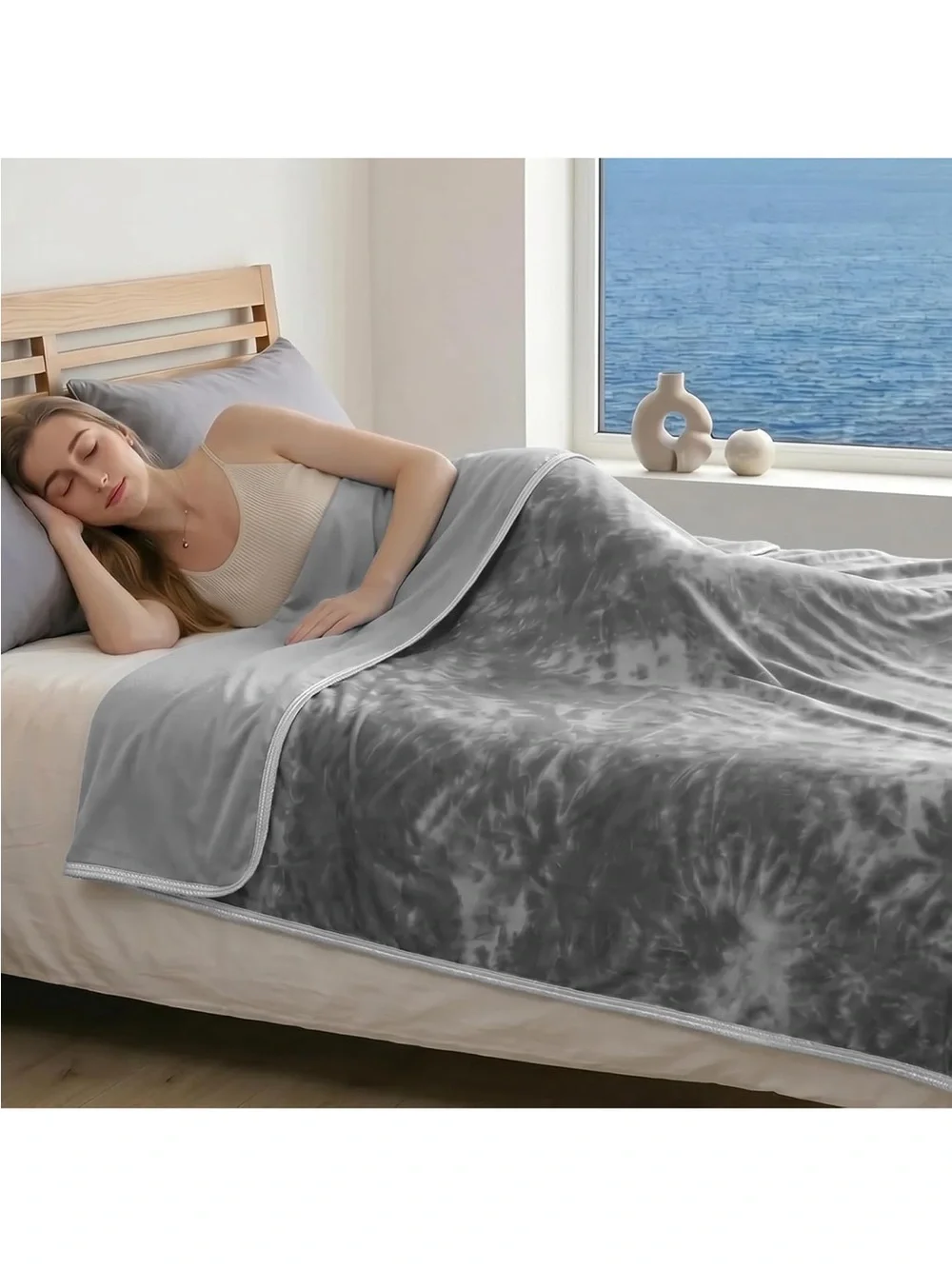 Plush Gray tie dye Cooling Blanket 60”x90”